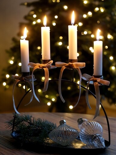 Impressionen zu Chic Antique Adventskerzenständer mit Tablett Antique Messing, Bild 1