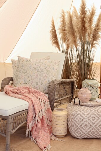 Impressionen zu Chic Antique Aix Plaid Decke aus Baumwoll-Garnüberschuss Coral Blush, Bild 2