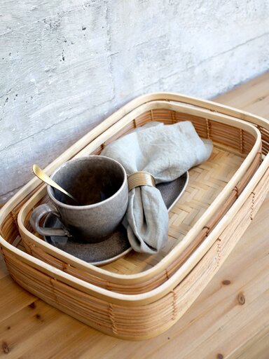 Impressionen zu Chic Antique Bambus Tablett 2er-Set, Bild 1