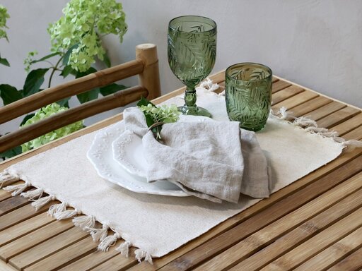 Impressionen zu Chic Antique Baumwoll Platzdeckchen mit Fransen, Bild 1