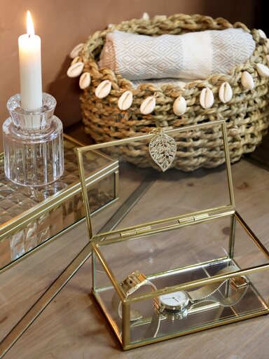 Impressionen zu Chic Antique Box aus Glas mit Blattdekor, Bild 2