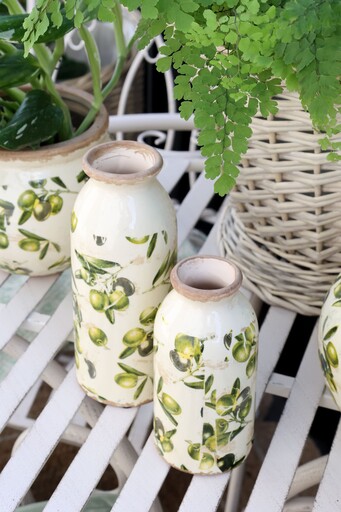 Impressionen zu Chic Antique Deko Flasche Olive mit Olivenmuster, Bild 1