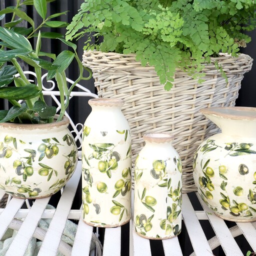Impressionen zu Chic Antique Deko Flasche Olive mit Olivenmuster, Bild 2
