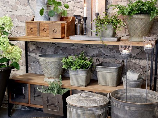 Impressionen zu Chic Antique Eisen Blumentopf mit Griff im Set, Bild 1