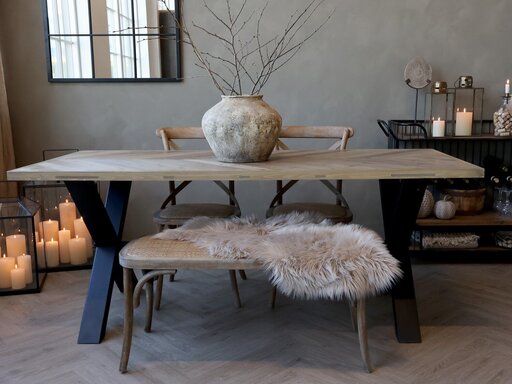Impressionen zu Chic Antique Esstisch Marseille mit Fischgrätenmuster, Bild 1