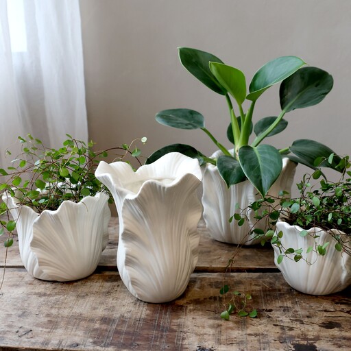 Impressionen zu Chic Antique Fayence Blumentopf mit Blätter, Bild 1