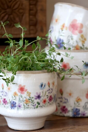Impressionen zu Chic Antique Fleurville Übertopf – Vintage Keramik Blumentopf, Bild 2