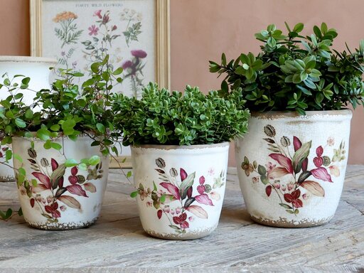 Impressionen zu Chic Antique Florac Blumentopf mit pinkem Blumenmotiv, Bild 3
