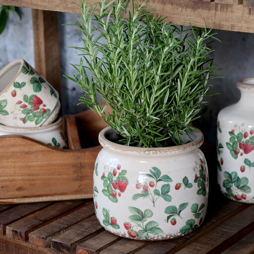 Impressionen zu Chic Antique Übertopf Fraises – Keramik-Blumentopf mit Erdbeermuster, Bild 1