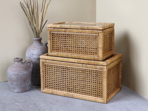 Geflochtene Box mit Glas 2er Set | Chic Antique