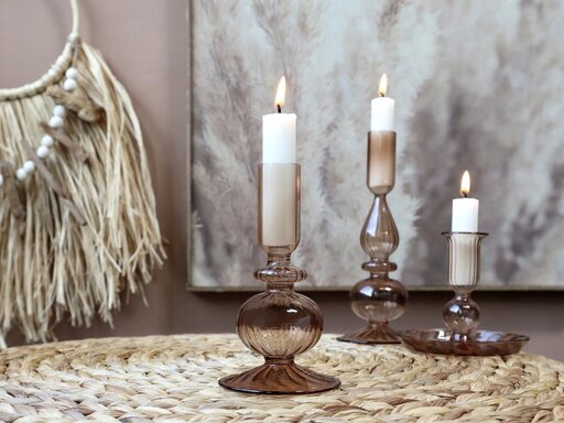 Impressionen zu Chic Antique Glas Kerzenständer Karamel, Bild 1