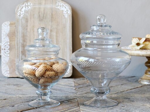 Impressionen zu Chic Antique Glasgefäß mit Deckel auf Fuß, Bild 3