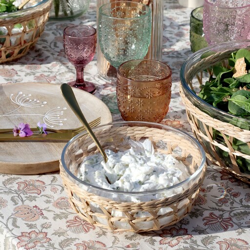 Impressionen zu Chic Antique Glasschüssel mit Flechtkorb, Bild 1
