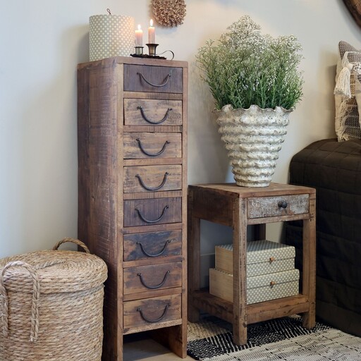 Impressionen zu Chic Antique Grimaud Schmale Vintage Kommode mit 8 Schubladen | Recyclingholz, Bild 1