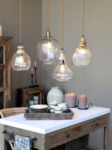 Impressionen zu Chic Antique Hängelampe, Lampe mit Holzzierhülse, Bild 1
