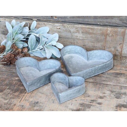 Impressionen zu Chic Antique Herz Tablett 3er Set Zink-Look, Bild 1
