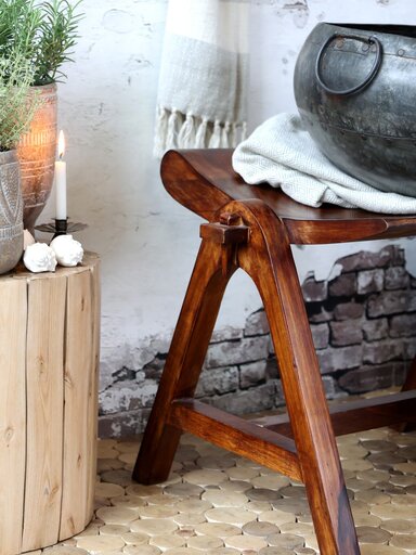 Impressionen zu Chic Antique Hocker aus Mangoholz, Bild 3