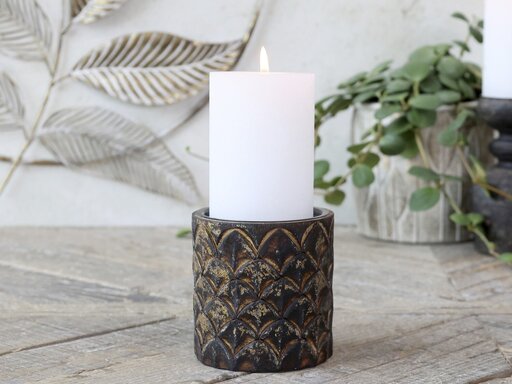 Impressionen zu Chic Antique Holz Kerzenständer mit Muster, Bild 2