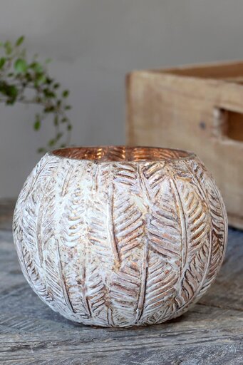 Impressionen zu Chic Antique Hurricane Windlicht Gold mit Blattmuster, Bild 2