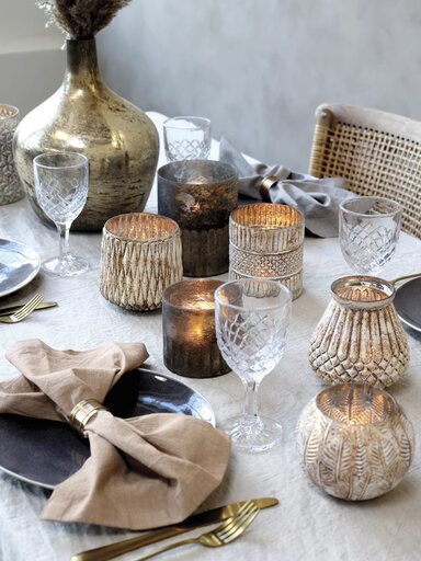 Impressionen zu Chic Antique Hurricane Windlicht Gold mit Muster, Bild 1