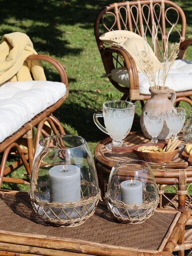 Impressionen zu Chic Antique Hurricane Windlicht mit Flechtkorb, Bild 1