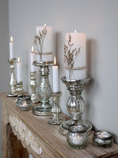 Kerzenständer für Stumpenkerzen silber | Chic Antique