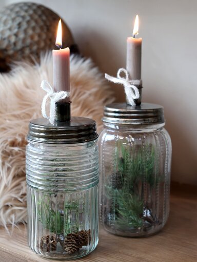 Impressionen zu Chic Antique Kerzenständer mit Glasbehälter, Bild 1