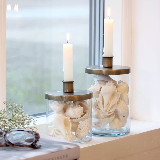 Impressionen zu Chic Antique Kerzenständer mit Halter – Glas & Eisen Antik Messing für Stabkerzen, Bild 2