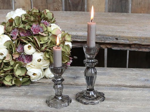 Impressionen zu Chic Antique Kerzenständer aus Glas mit Spitzenkante, Bild 1