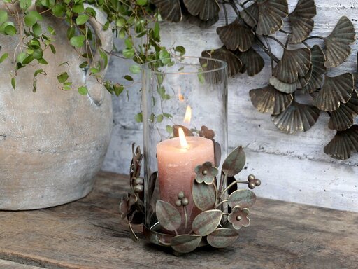 Impressionen zu Chic Antique Kerzentablett mit Blättern & Glas, Bild 1