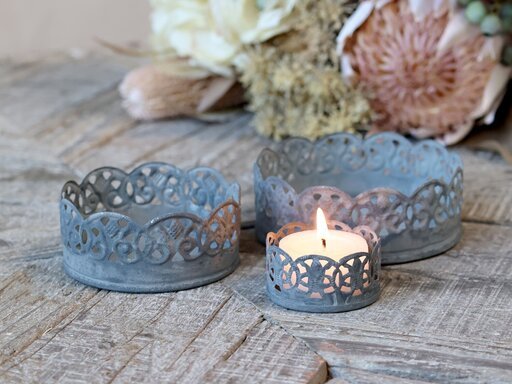 Impressionen zu Chic Antique Kerzentablett mit Blumenkante 3er Set, Bild 1