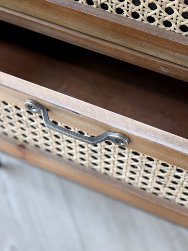 Impressionen zu Chic Antique Kommode hoch mit 7 Schubladen und französischem Geflecht, Bild 4