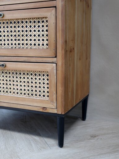 Impressionen zu Chic Antique Kommode hoch mit 7 Schubladen und französischem Geflecht, Bild 5