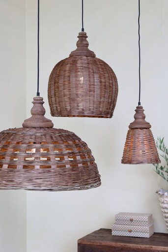 Impressionen zu Chic Antique Rattan Hängelampe Ø 62 cm – Landhausstil, Bild 1