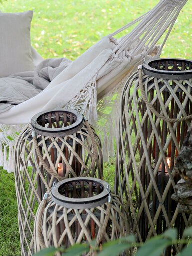 Impressionen zu Chic Antique Outdoor Laterne geflochten Weide, Bild 1