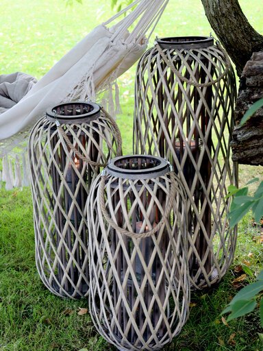 Impressionen zu Chic Antique Outdoor Laterne geflochten Weide, Bild 3