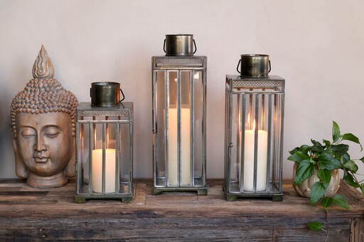 Impressionen zu Chic Antique Laterne mit Muster, Antik Messing, Bild 1