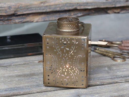 Impressionen zu Chic Antique Laterne mit Muster gold, Bild 1
