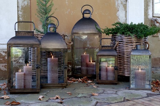 Impressionen zu Chic Antique Laterne mit Muster Messing Antik 2er-Set, Bild 1