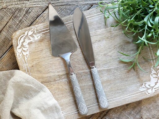 Impressionen zu Chic Antique Linas Tortenheber und Kuchenmesser mit Muster im Set, Bild 1