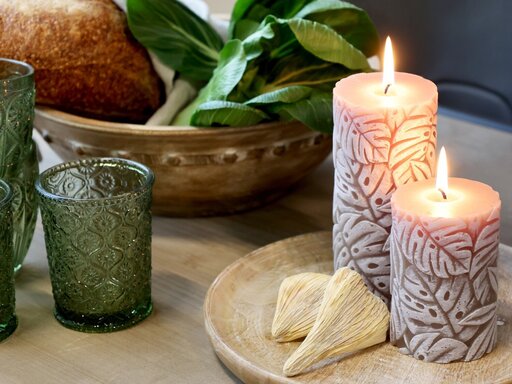 Impressionen zu Chic Antique Stumpenkerze Macon mit Blattmuster, Bild 4