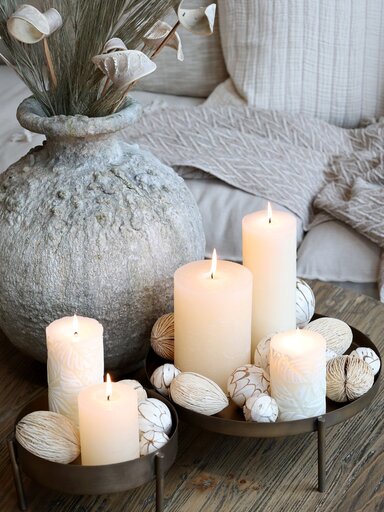 Impressionen zu Chic Antique Stumpenkerze Macon mit Blattmuster, Bild 5