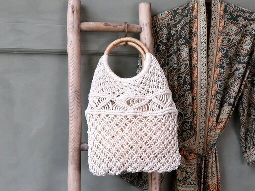 Impressionen zu Chic Antique Netztasche gehäckelt mit Rattanhenkel, Bild 1