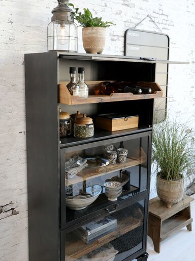 Impressionen zu Chic Antique Schrank auf Rädern mit Glastüren, Bild 2