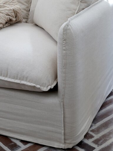 Impressionen zu Chic Antique Sessel Malo Leinen mit 3 Kissen, Bild 1
