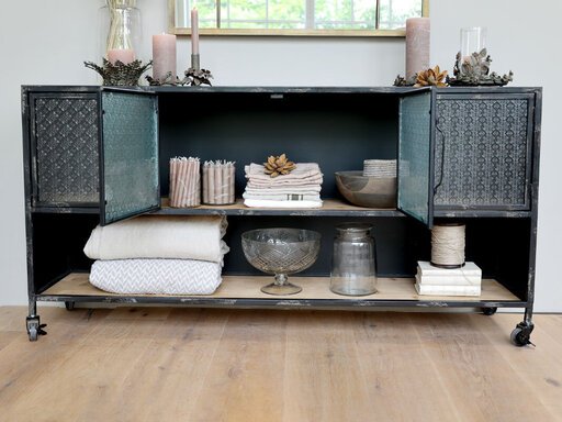 Impressionen zu Chic Antique Sideboard mit mattierten Glastüren & Regal, Bild 4