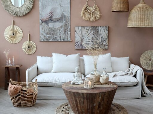 Impressionen zu Chic Antique Sofa Malo Leinen mit 5 Kissen, Bild 4