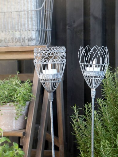Impressionen zu Chic Antique Spieß für Teelichthalter mit Glas aus Eisen, Bild 1
