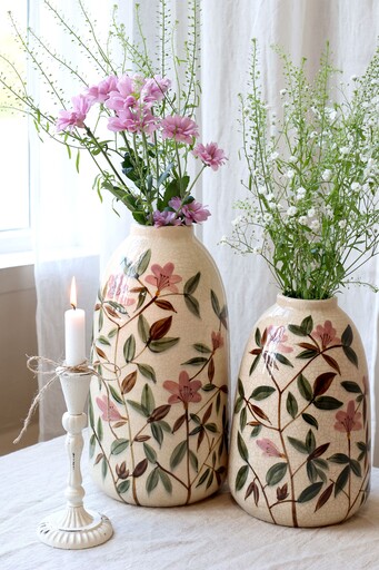 Impressionen zu Chic Antique Steingut Vase mit Blumenmotiv 2, Bild 1