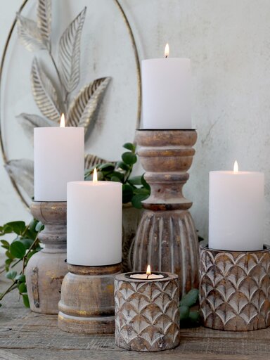 Impressionen zu Chic Antique Stumpen Kerzenständer mit Rillen, Bild 2